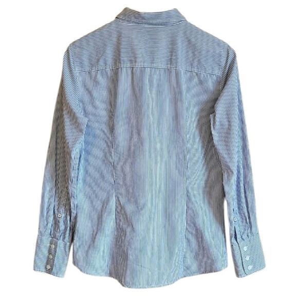 J. Crew Kathryn Classic Stripes Slim Fit Button Down Blue White Women's Medium - Picture 5 of 6
